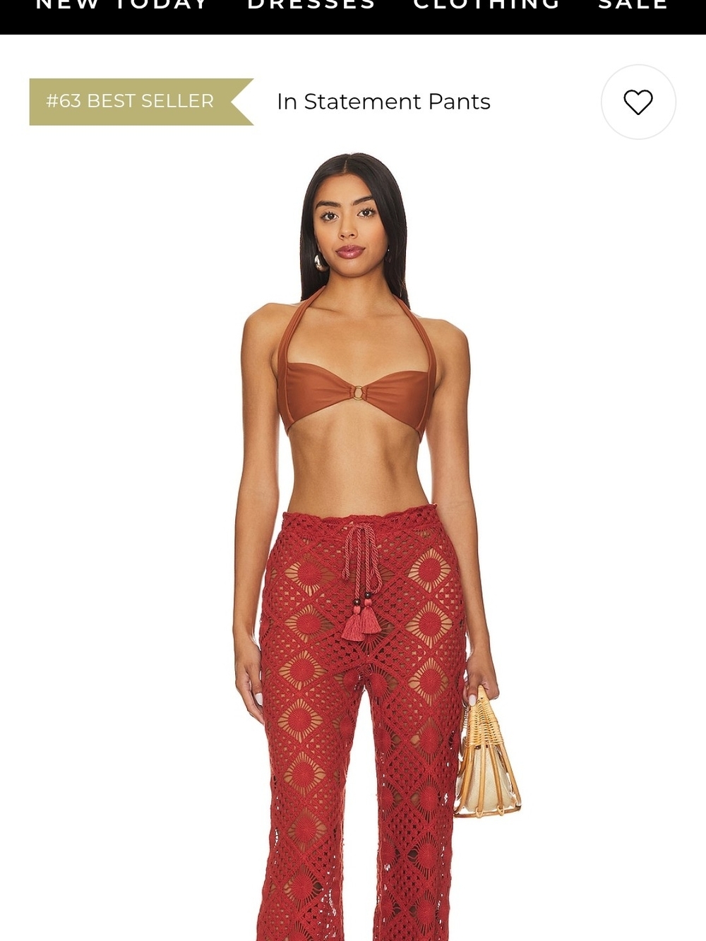 House of Harlow 1960 Saskia Crochet Lace Wide-Leg Pants